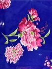 Blue 100g/M2 Polyester Tricot Fabric Dustmite Proof With Red Peony Printing